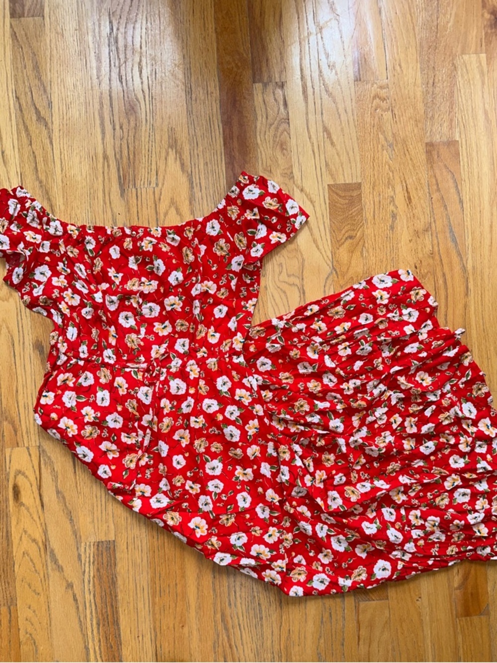 Indigo Rose Chic Red Floral Off-Shoulder Dress - Picture 7 of 9